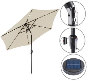 InternetovaZahrada LED slnečník Miami Ø270 cm - béžový