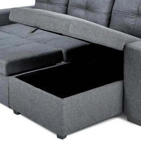 Univerzálna rohová rozkladacia sedacia súprava Catini PORTIVA s úložným priestorom a USB sivá