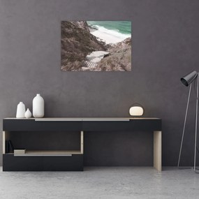 Sklenený obraz - Cesta k smaragdovému moru (70x50 cm)