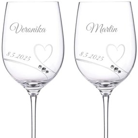 Dekorant Svadobné poháre na biele víno Romance s kamienkami Swarovski 330ml 2KS