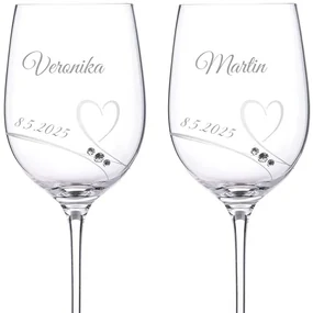 Dekorant Svadobné poháre na biele víno Romance s kamienkami Swarovski 330ml 2KS