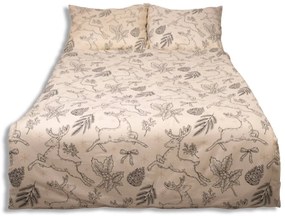 Matex Flanelové obliečky 140x200 + 70x90 cm - Tradičné Vianoce béžové