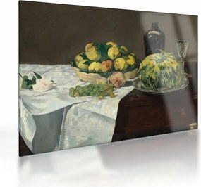 Sklenený obraz - Edouard Manet, Still Life with Melon and Peaches, reprodukcia (70x50 cm)