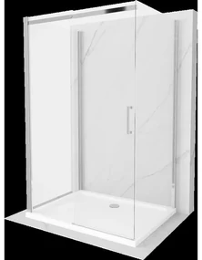 Mexen Omega sprchová kabína trojstenná, posuvné dvere 110 x 100 cm, Transparentné, Chrómová + sprchová vanička Flat - 825-110-10