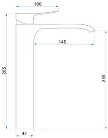 Rea Dart, vysoká umývadlová batéria h-285, zlatá lesklá, REA-B5651