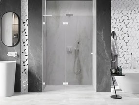 Mexen Lunar L, ľavé otočné sprchové dvere 140 cm, 8mm číre sklo, biely profil, 834L-140-000-20-00-L