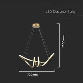 LED Luster na lanku LED/24W/230V 3000K zlatá
