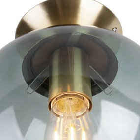 Stropné svietidlo v štýle Art Deco mosadz s zeleným sklom - Pallon