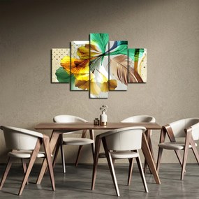Obraz - Listy s pierkom (150x105 cm)