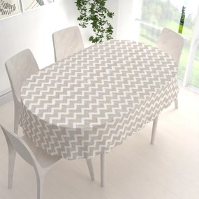 Biante Dekoračný oválny obrus Porto PRT-006 Režný cik-cak 120x160 cm