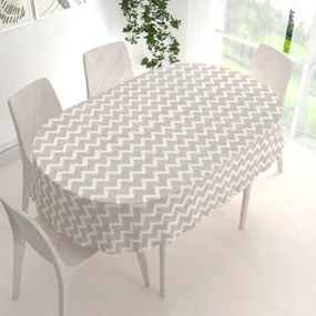 Biante Dekoračný oválny obrus Porto PRT-006 Režný cik-cak 100x160 cm
