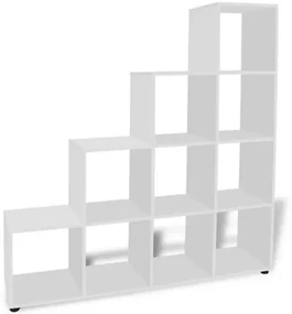 vidaXL Regál na knihy/policový regál v tvare schodov 142 cm, biely-