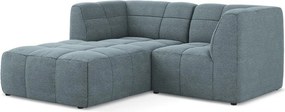 Modrá rohová pohovka z textílie buklé (ľavý roh/s leňoškou) Aloha – Makamii