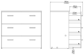 Biela nízka komoda 74x70 cm Space – Tvilum