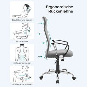 Kancelárska stolička, ergonomická otočná stolička, sivá