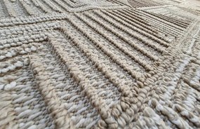 Béžový koberec Boho 874-B s geometrickým vzorom kociek Rozmer: 60x100 cm