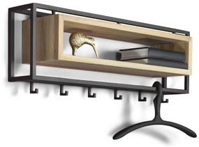 Kovový nástenný vešiak v čierno-prírodnej farbe s poličkou School – Spinder Design