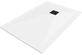 Mexen Stone+, obdĺžniková vanička z minerálneho kompozitu 120 x 70 cm, biela, čierna krytka, 44107012-B