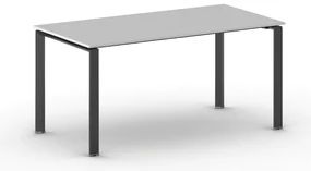 Rokovací kancelársky stôl PRIMO INFINITY, 160x80 cm, čierna podnož, sivá