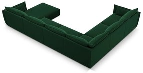 Tmavozelená zamatová rohová pohovka (ľavý roh/do "U") Vanda – Mazzini Sofas
