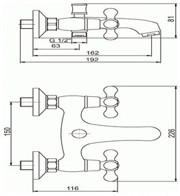 Novaservis - Vaňová batéria TITANIA RETRO lesklý chróm