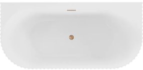 Mexen Sella, voľne stojaca vaňa ku stene, drážkovaná, 170 x 80 cm, biela lesklá, medená matná, 52711708000-65