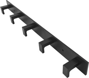 Nástenný vešiak s piatimi háčikmi čierny