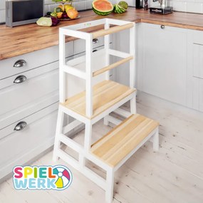 Spielwerk Učiaca veža PLAY borovica, 93x56x49, biela/prírodná hnedá