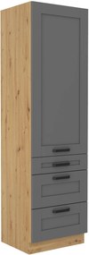 Potravinová kuchynská skrinka Lucid 60 DKS-210 3S1F (korpus: dub artisan + front: mdf dustgrey). Vlastná spoľahlivá doprava až k Vám domov. 1134766