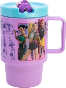 Plastový hrnček s viečkom a náustkom KPop Demon Hunters - HUNTR/X - 530 ml