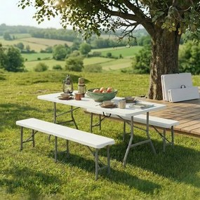Cateringový/campingový set - stôl ESSEN + 2× lavica LINDAU