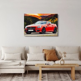 Obraz - červený Mercedes (90x60 cm)
