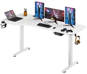Výškovo nastaviteľný kancelársky stôl biely 160x75x73-118cm