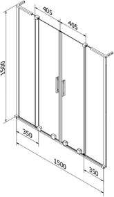 Mexen Velar L Duo, 2-krídlová posuvná vaňová zástena 150 x 150 cm, 8mm šedé sklo, chrómová, 896-150-003-42-01