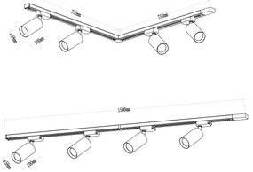 Bodové svietidlo v lištovom systéme PIPE 4xGU10/10W/230V zlatá/čierna