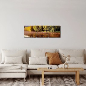 Obraz - Za riekou (s hodinami) (90x30 cm)