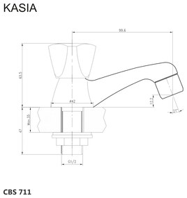 Umývadlový kohútik stojánkový, Kasia, chróm