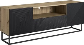 TV stolík Asha 167 cm so zásuvkou a kovovou konštrukciou - artisan / čierny mat