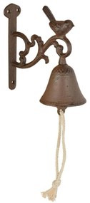 Záhradný zvonček Birdie, 15,5x14,5 cm, liatina, hnedá
