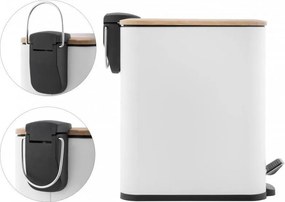 Odpadkový kôš do kúpeľne TOBY s bambusovým krytom 5l - biely