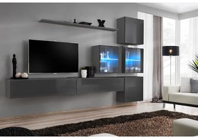 Obývacia stena Switch XIX Sklo +LED Grafit