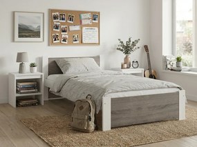 Posteľ IKAROS 80 x 200 cm, biela/dub lanýž Rošt: S latkovým roštom, Matrac: Matrac COCO MAXI 20 cm