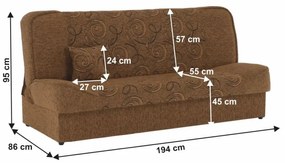 Kondela Pohovka, rozkladacia, látka zlatá + vzor, ASIA NEW