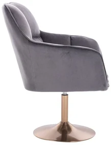 LuxuryForm DESIGN Kreslo AMALFI VELUR na zlatom tanieri - tmavo šedé