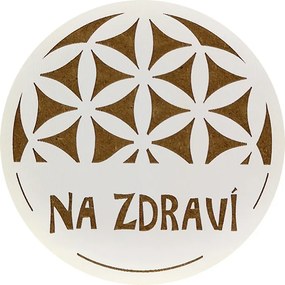 AMADEA Drevený podtácok okrúhly text "na zdravie", priemer 10,5 cm, český výrobok