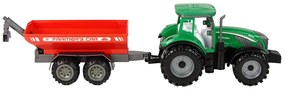 Lean Toys Zelený traktor s červenou vlečkou – trecí pohon
