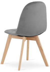 Jedálenský set 1 + 4, biely stôl ADRIA 120x80 cm + tmavosivá zamatová stolička BORA