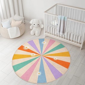 Prateľný detský koberec ø120 cm Rainbow Daisy – Mila Home