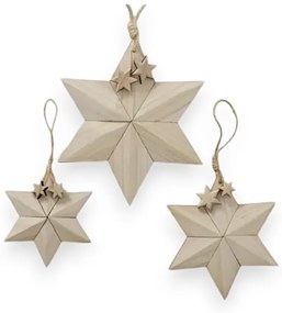 Súprava 3 závesných vianočných dekorácií z dreva paulownia Boltze Carmea