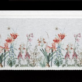 EUROFIRANY KRÁTKA ZÁCLONA NA PÁSKE NEMEZJA 150X60 CM KVETY
